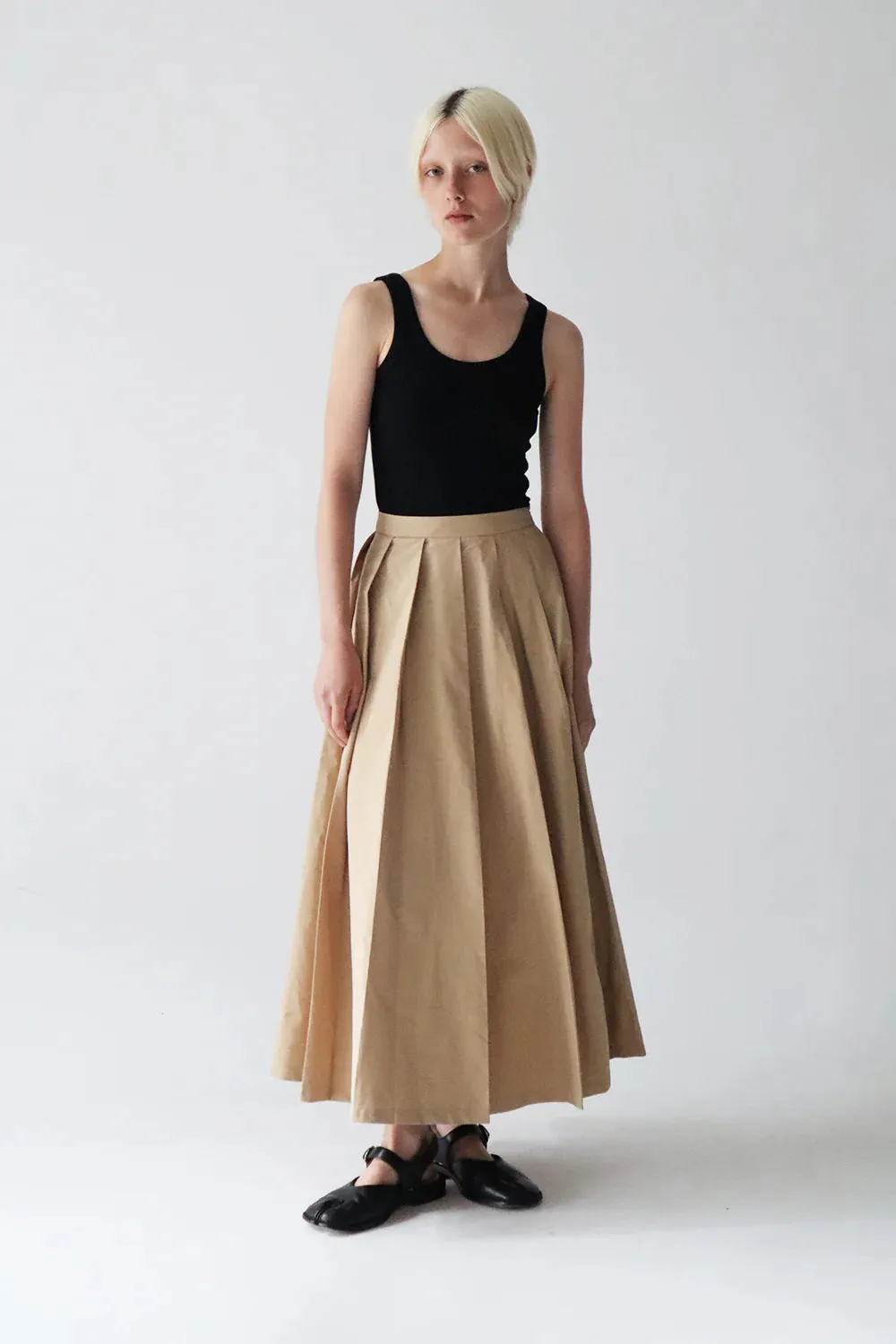 BLANCA STUDIO Womens Brooke Pleated Skirt - Tan