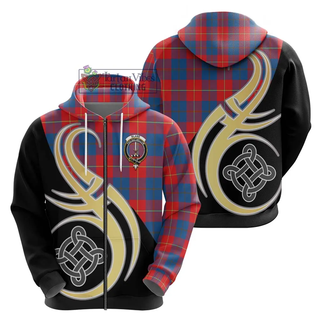 Blane Tartan Hoodie with Family Crest and Celtic Symbol Style