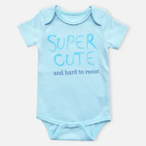 Blue Typographic Half Sleeves Onesie