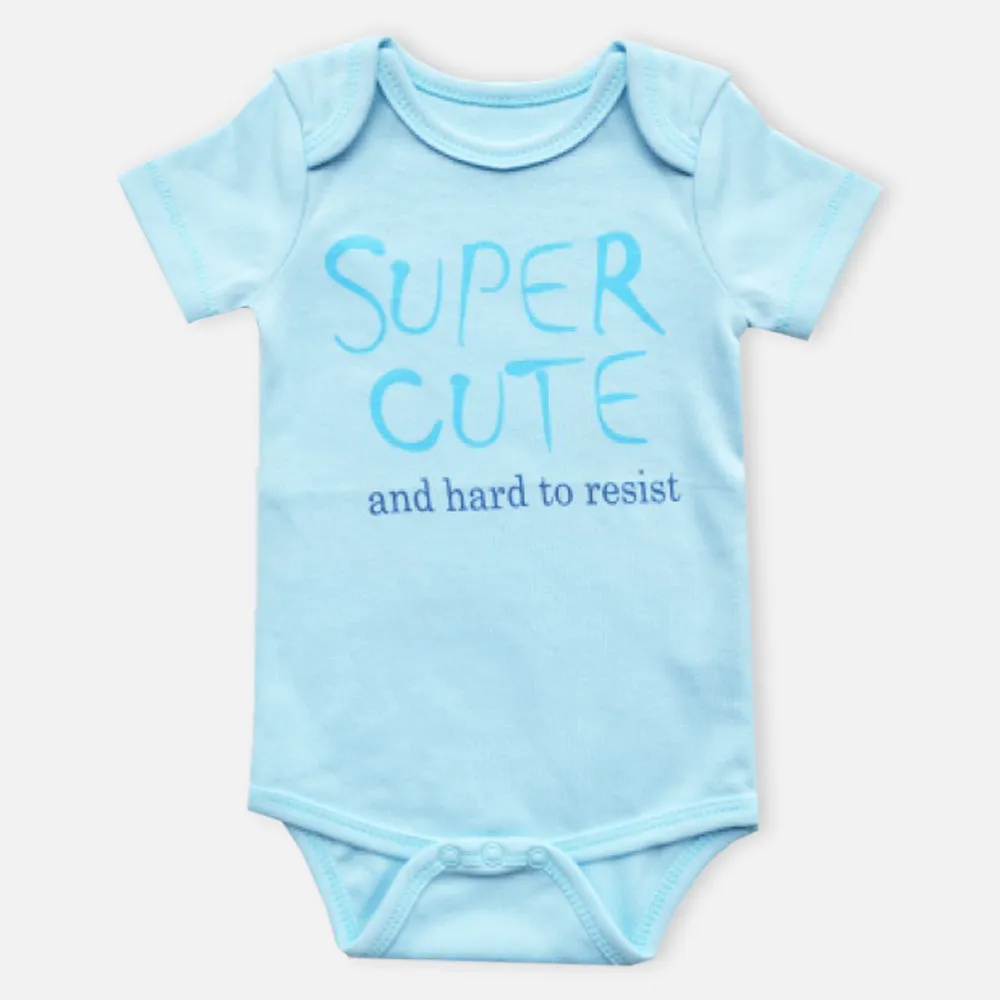 Blue Typographic Half Sleeves Onesie