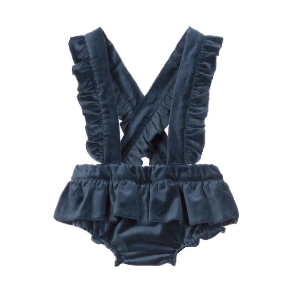 Blue Velvet Bloomers With Strap