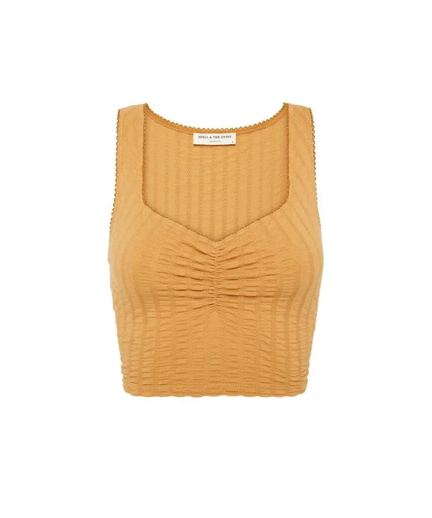 Bonnie Organic Rib Crop Top Mustard