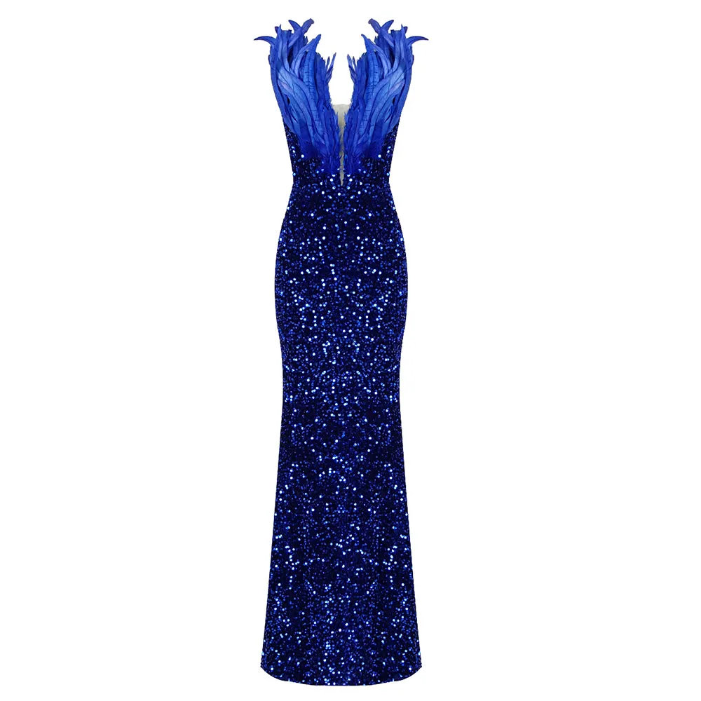 Bonnie Strapless Feather Maxi Gown – Effortless Glamour for Special Occasions