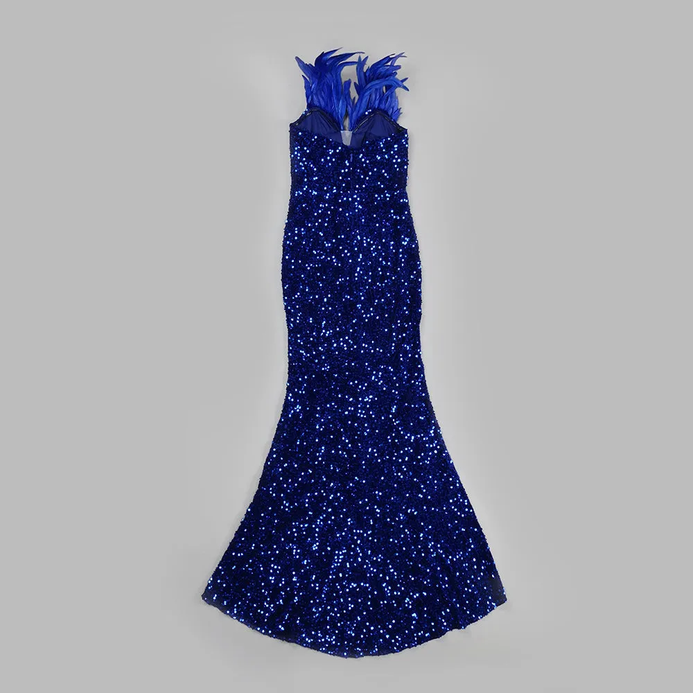 Bonnie Strapless Feather Maxi Gown – Effortless Glamour for Special Occasions