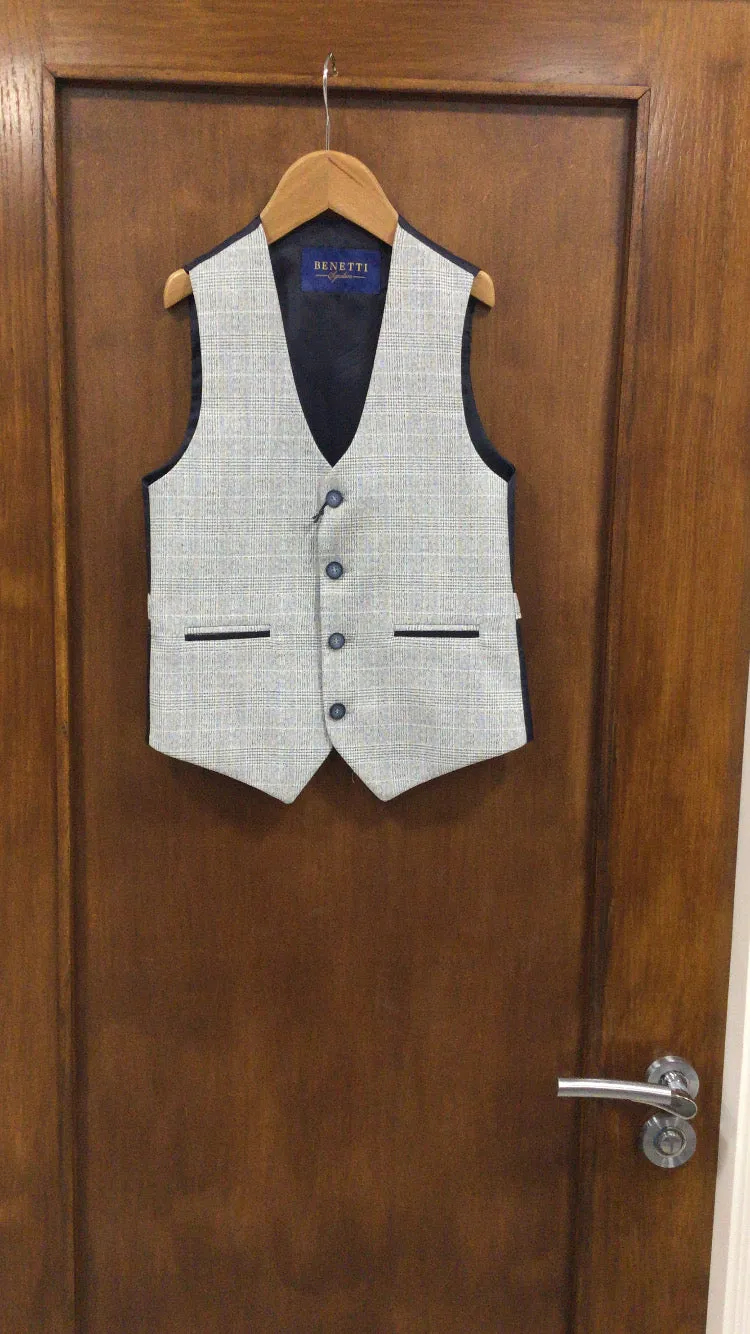 Boys Benetti Philip Grey Checked Waistcoat