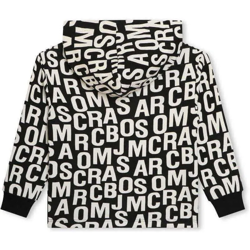 Boys Black & White Jumbled Logo Hoodie