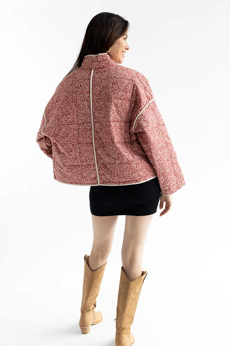 Brick and Ivory Quilted Jacket