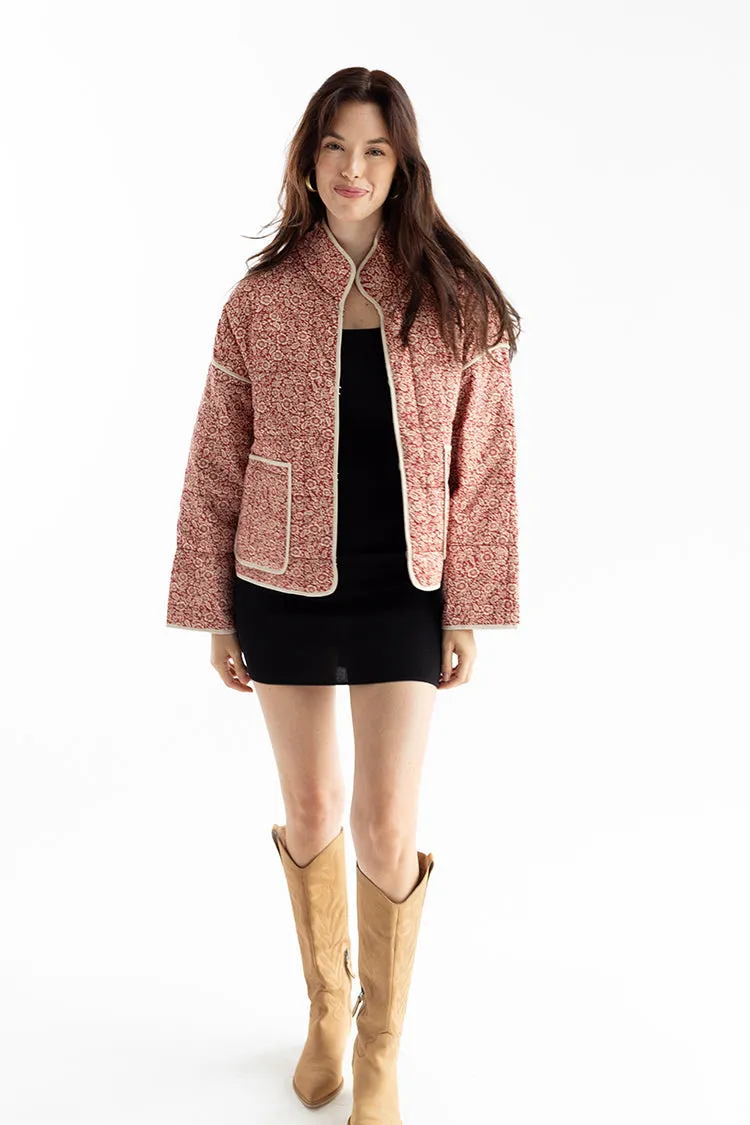 Brick and Ivory Quilted Jacket