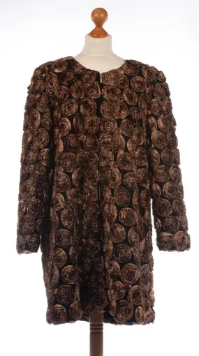 B.S.T. Tailors Kuwait Evening Coat Black with Bronze Flowers UK 18