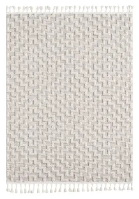 Bursa 3631 Fringed Tribal Light Grey Rug