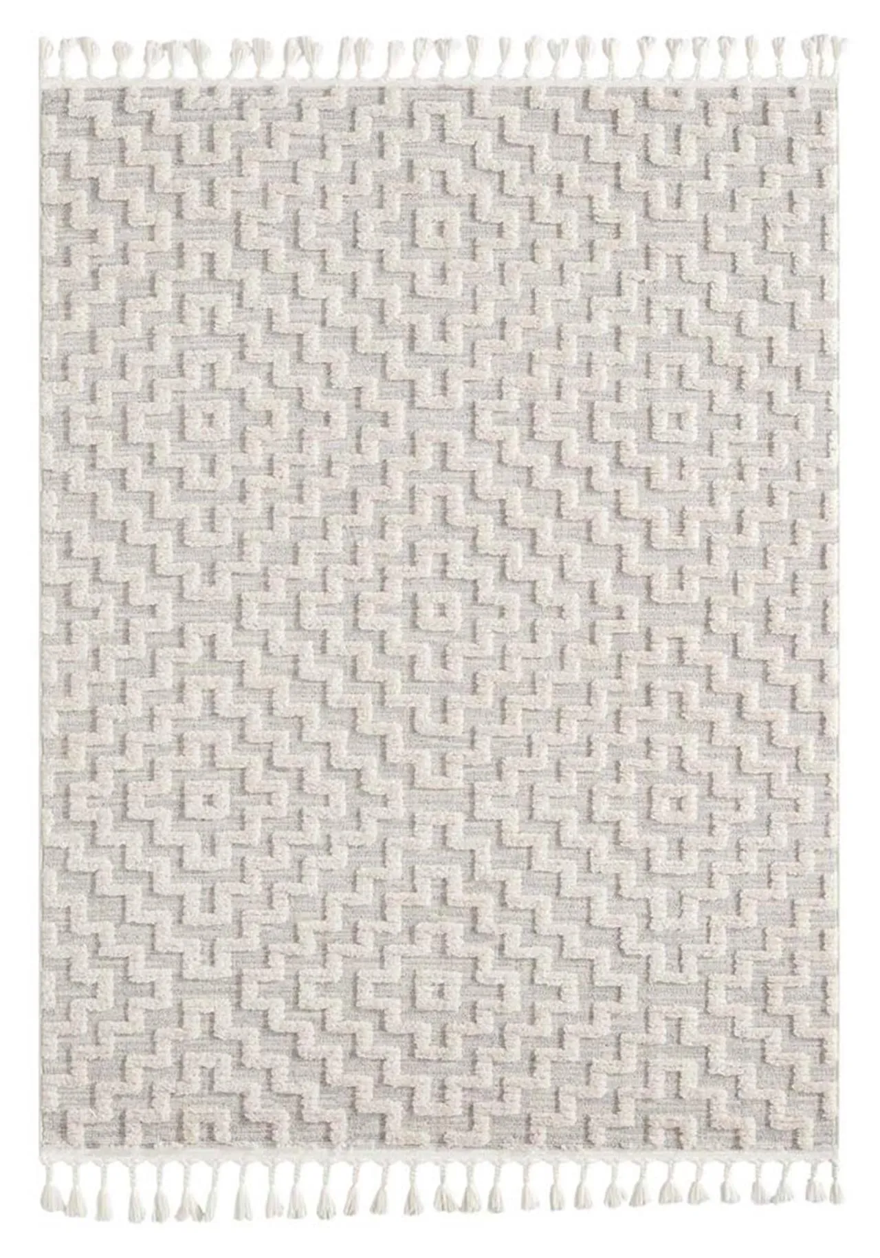 Bursa 3631 Fringed Tribal Light Grey Rug