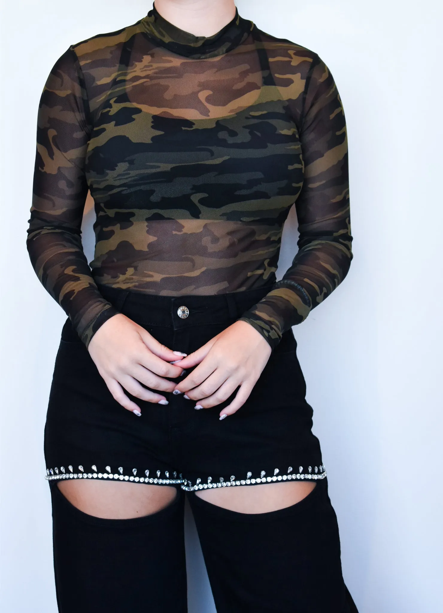 Camo Sheer Layering Bodysuit