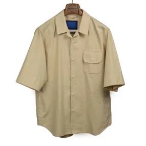 Capri collar shirt in beige typewriter cotton