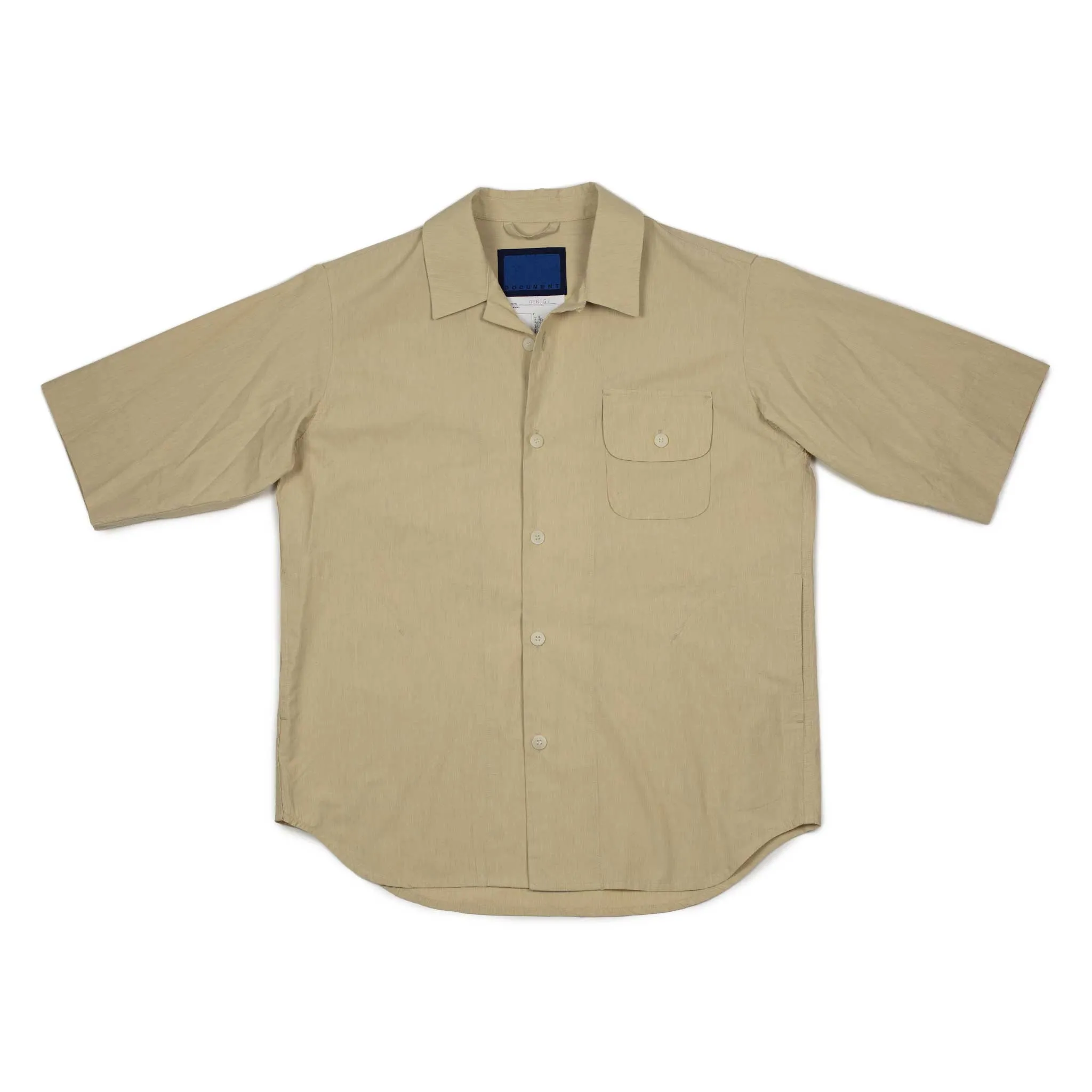 Capri collar shirt in beige typewriter cotton