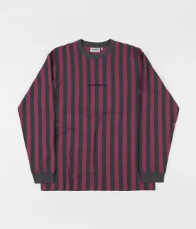 Carhartt Barnett Stripe Long Sleeve T-Shirt - Blacksmith / Dusty Fuchsia / Black