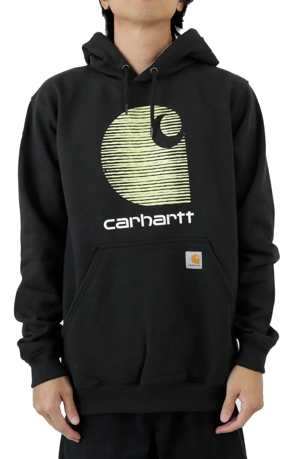 Carhartt Men's Rain Defender Midweight Loose Fit Hoodie with C Logo - Black