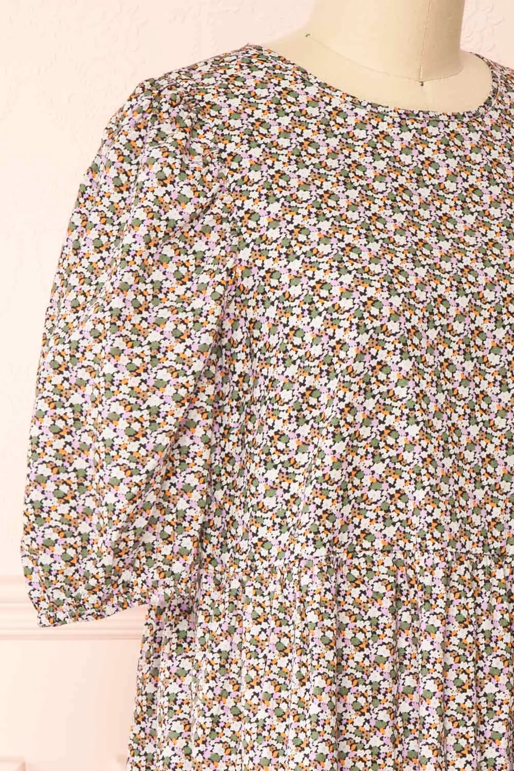 Cesana | Puffy Sleeve A-Line Floral Dress