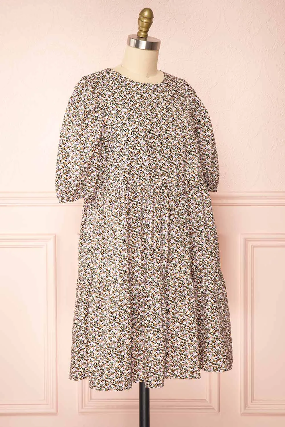 Cesana | Puffy Sleeve A-Line Floral Dress