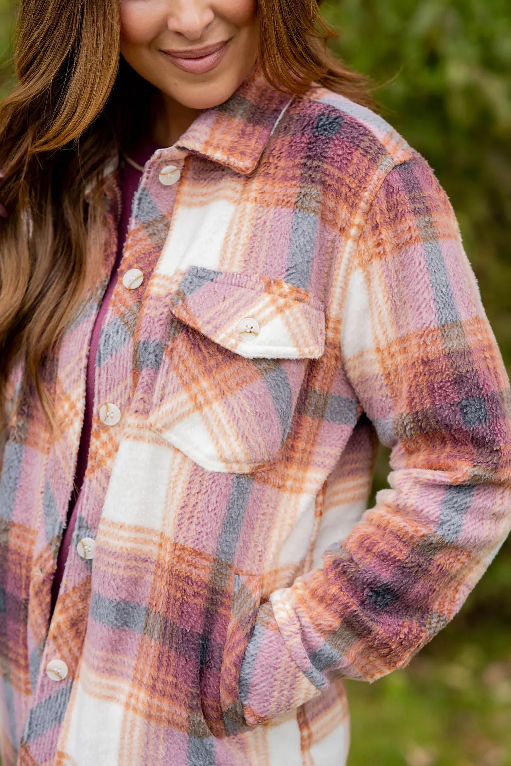 Chasing Sunsets Plush Plaid Shacket