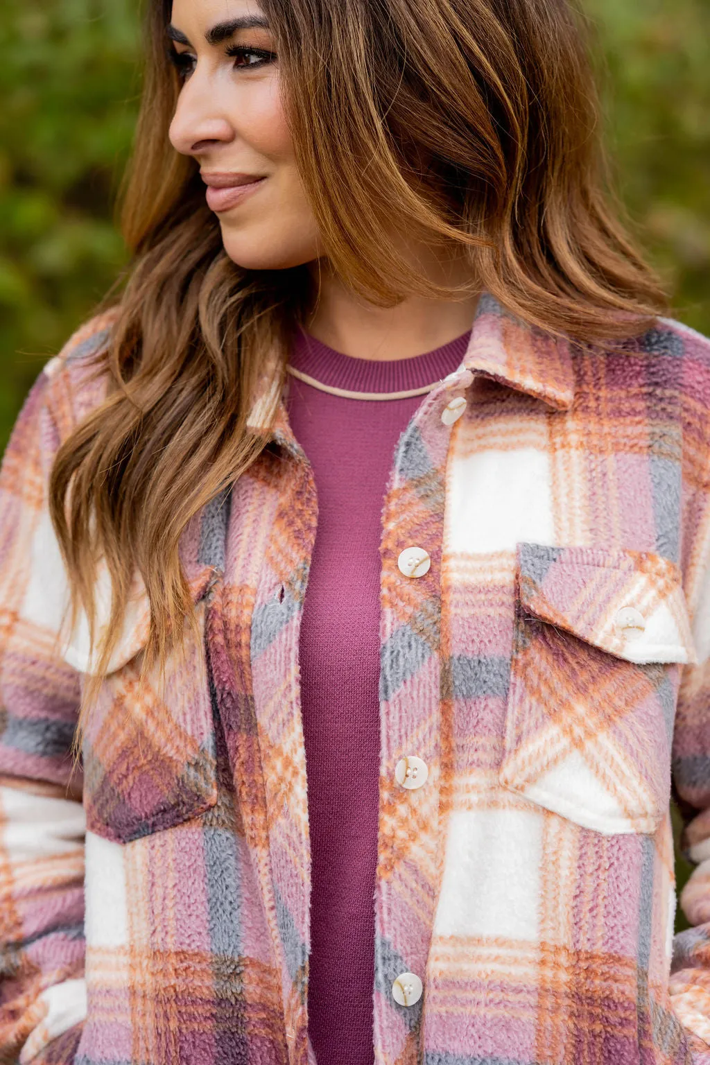 Chasing Sunsets Plush Plaid Shacket