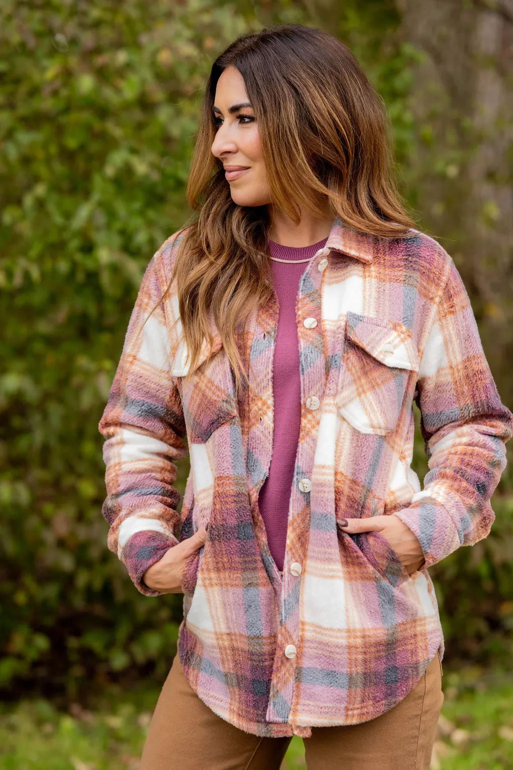 Chasing Sunsets Plush Plaid Shacket