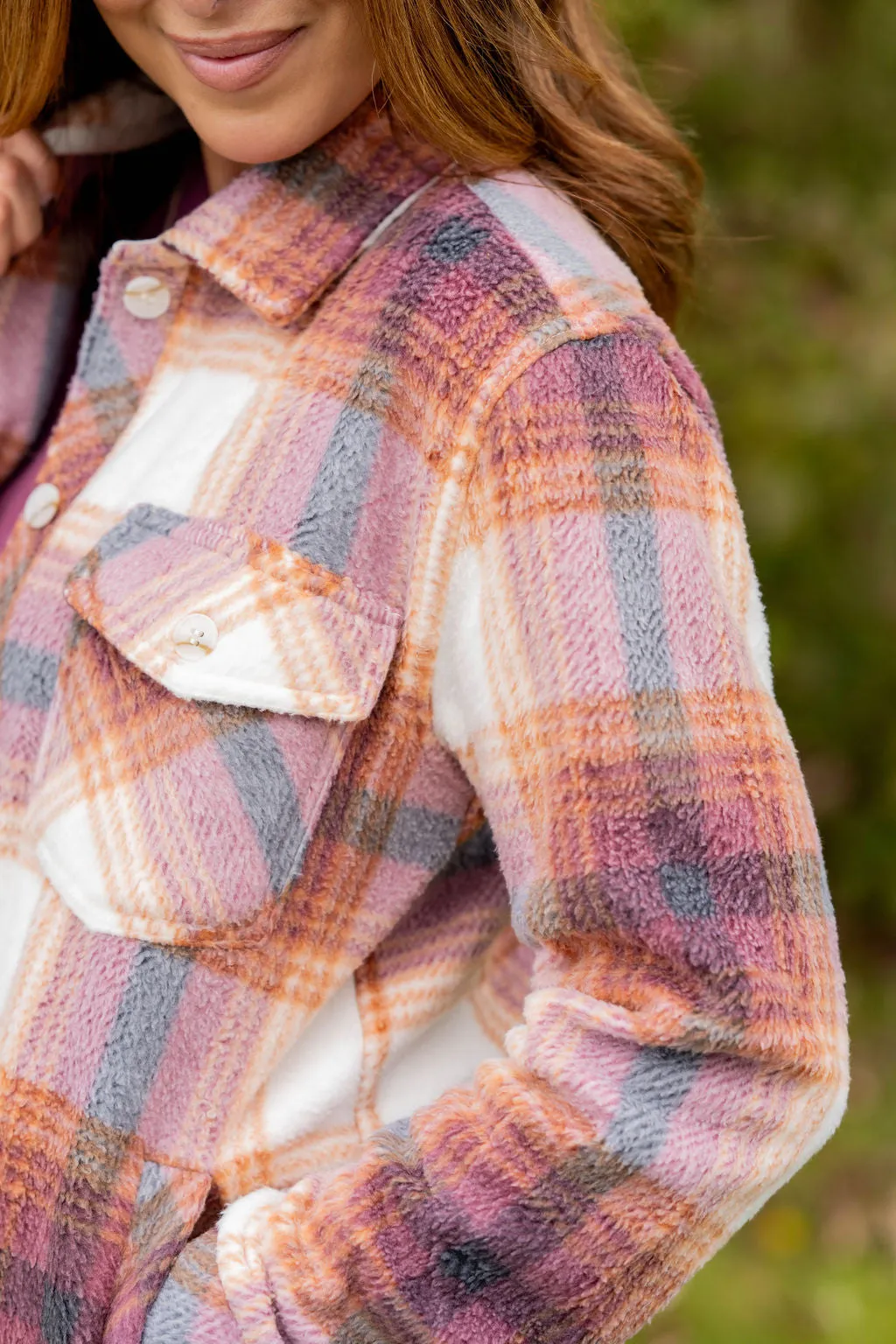 Chasing Sunsets Plush Plaid Shacket