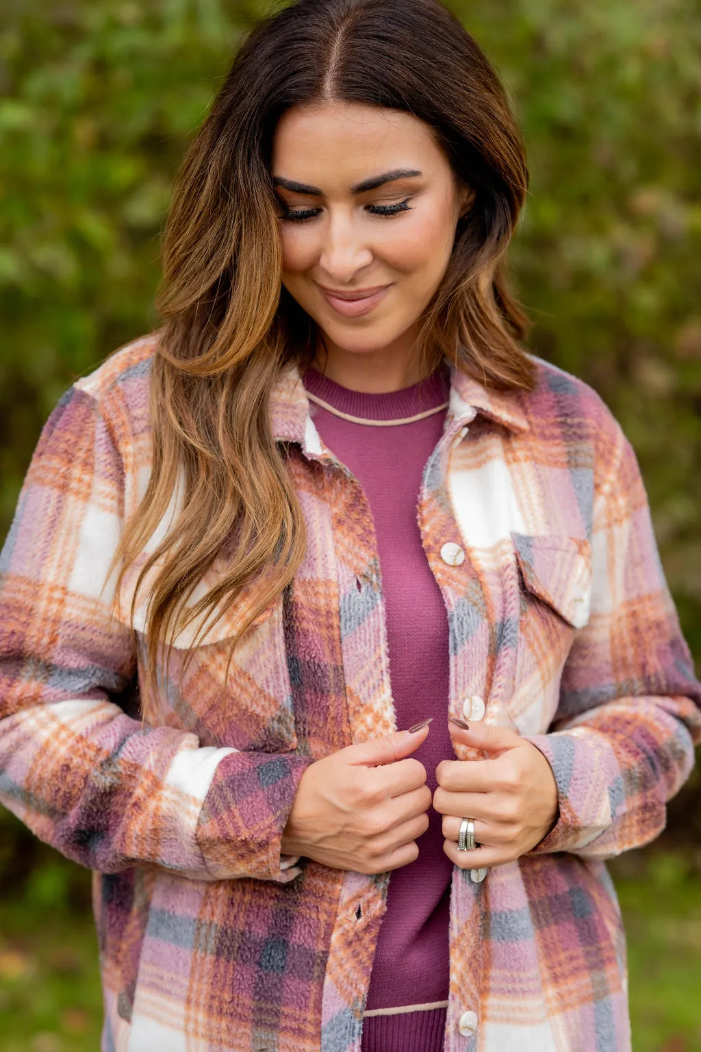 Chasing Sunsets Plush Plaid Shacket