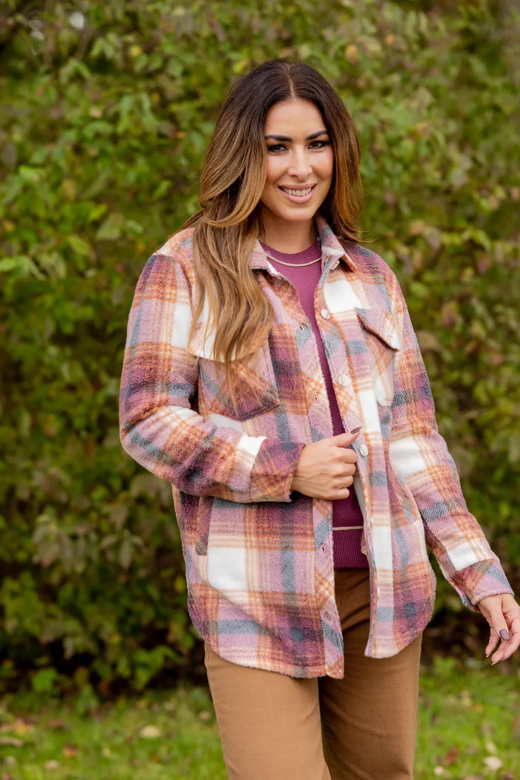 Chasing Sunsets Plush Plaid Shacket