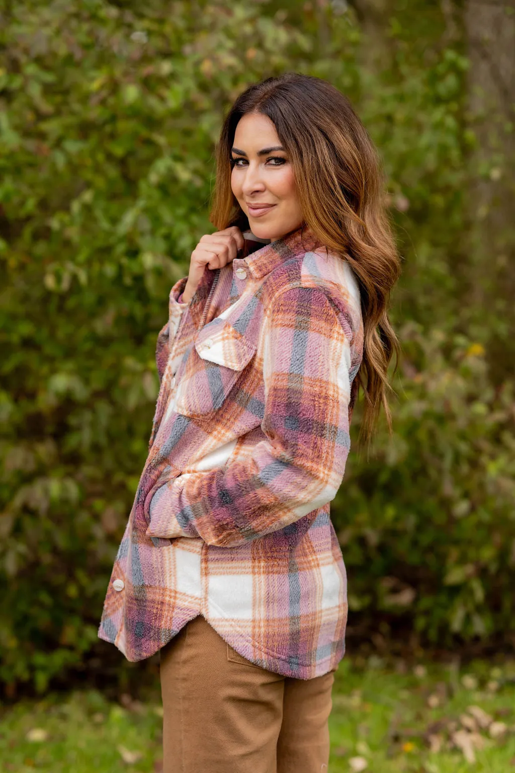 Chasing Sunsets Plush Plaid Shacket