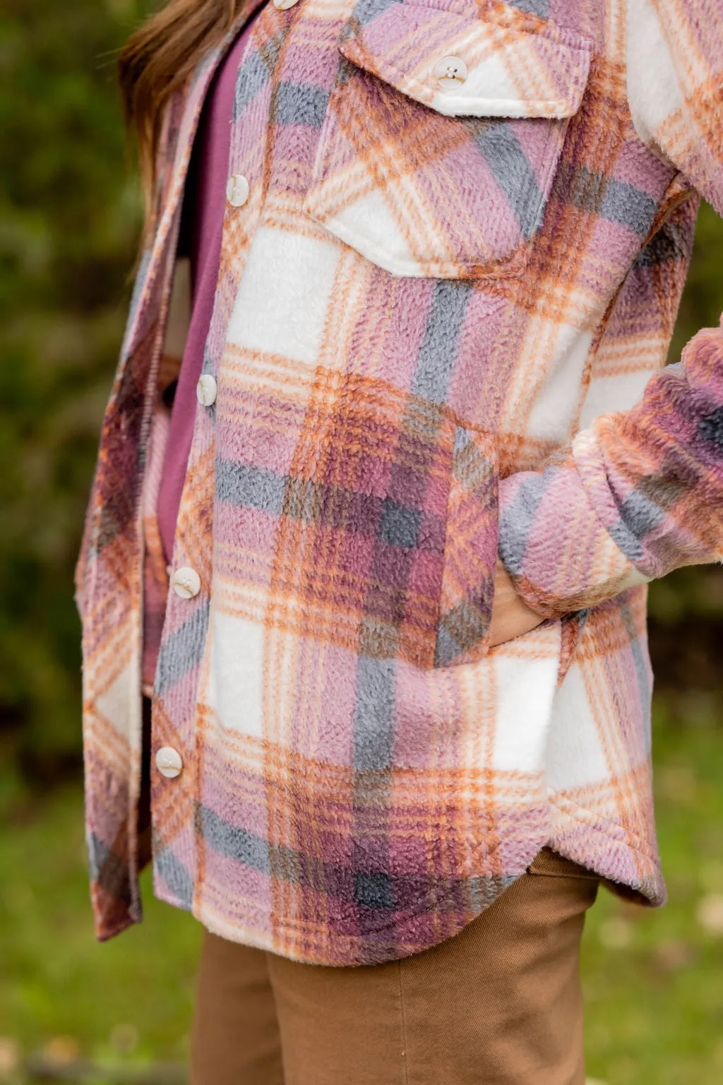 Chasing Sunsets Plush Plaid Shacket