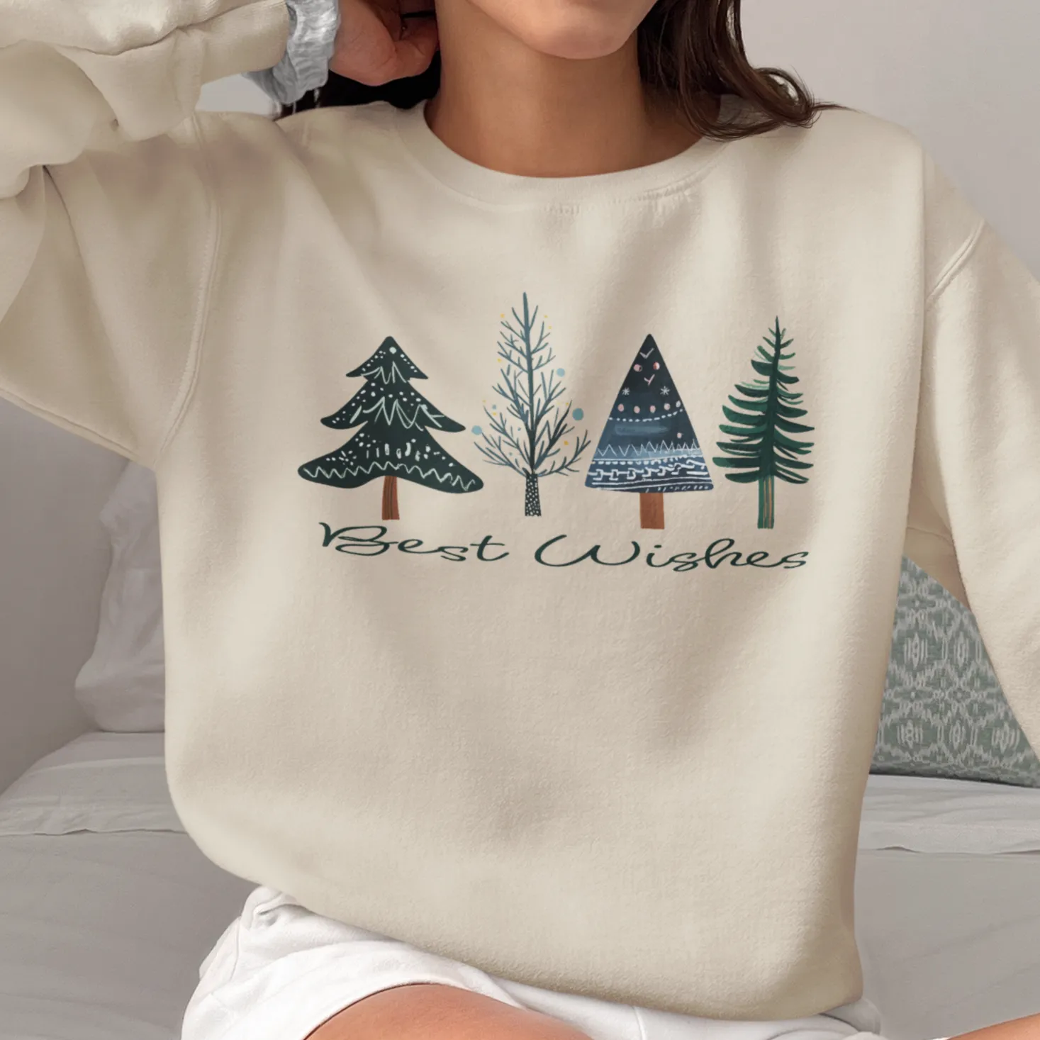 Christmas Tree Sweatshirt, Best Wishes Sweater, Christmas Gifts, Holiday Sweater, Merry Christmas Sweater, Cute Winter Sweater, Xmas Sweater