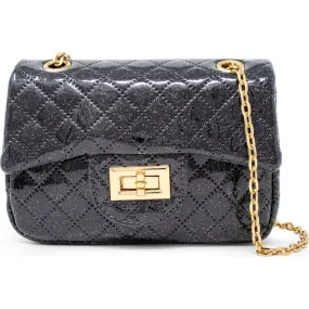 Classic Quilted Sparkle Mini Purse - Black