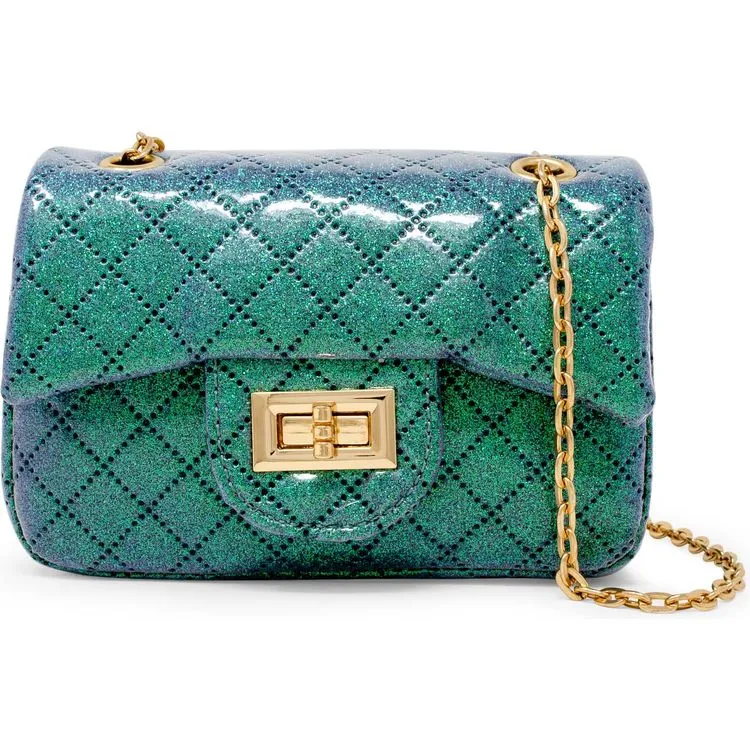 Classic Quilted Sparkle Mini Purse - Green