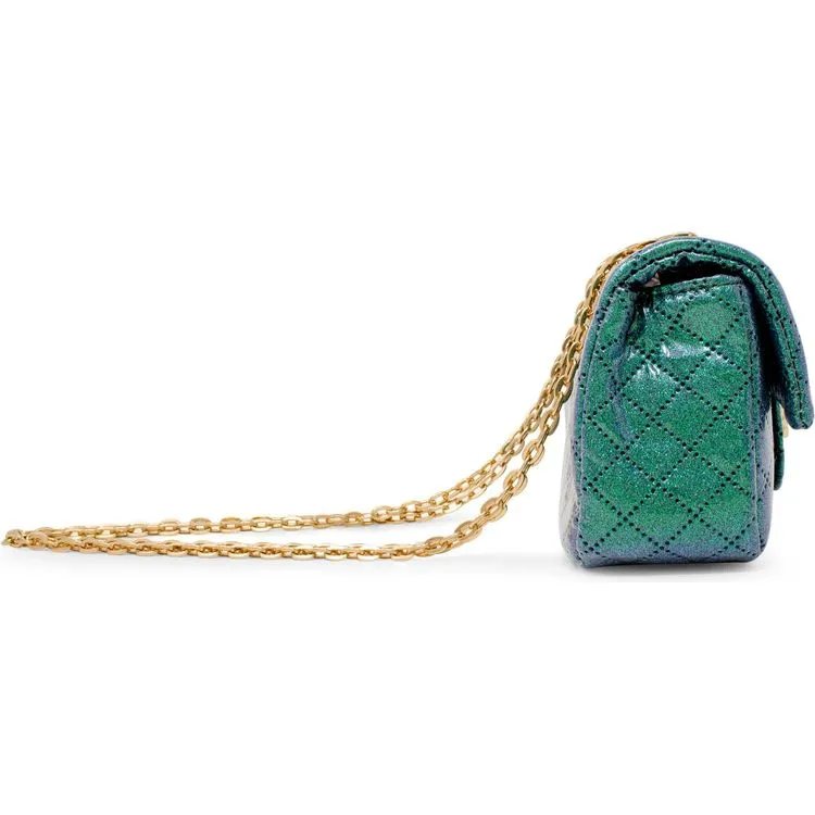 Classic Quilted Sparkle Mini Purse - Green