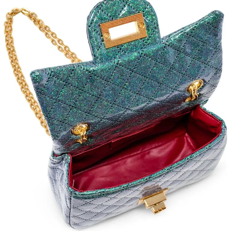 Classic Quilted Sparkle Mini Purse - Green