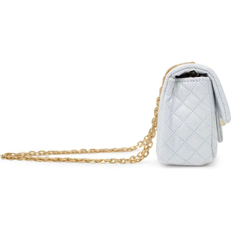 Classic Quilted Sparkle Mini Purse - White