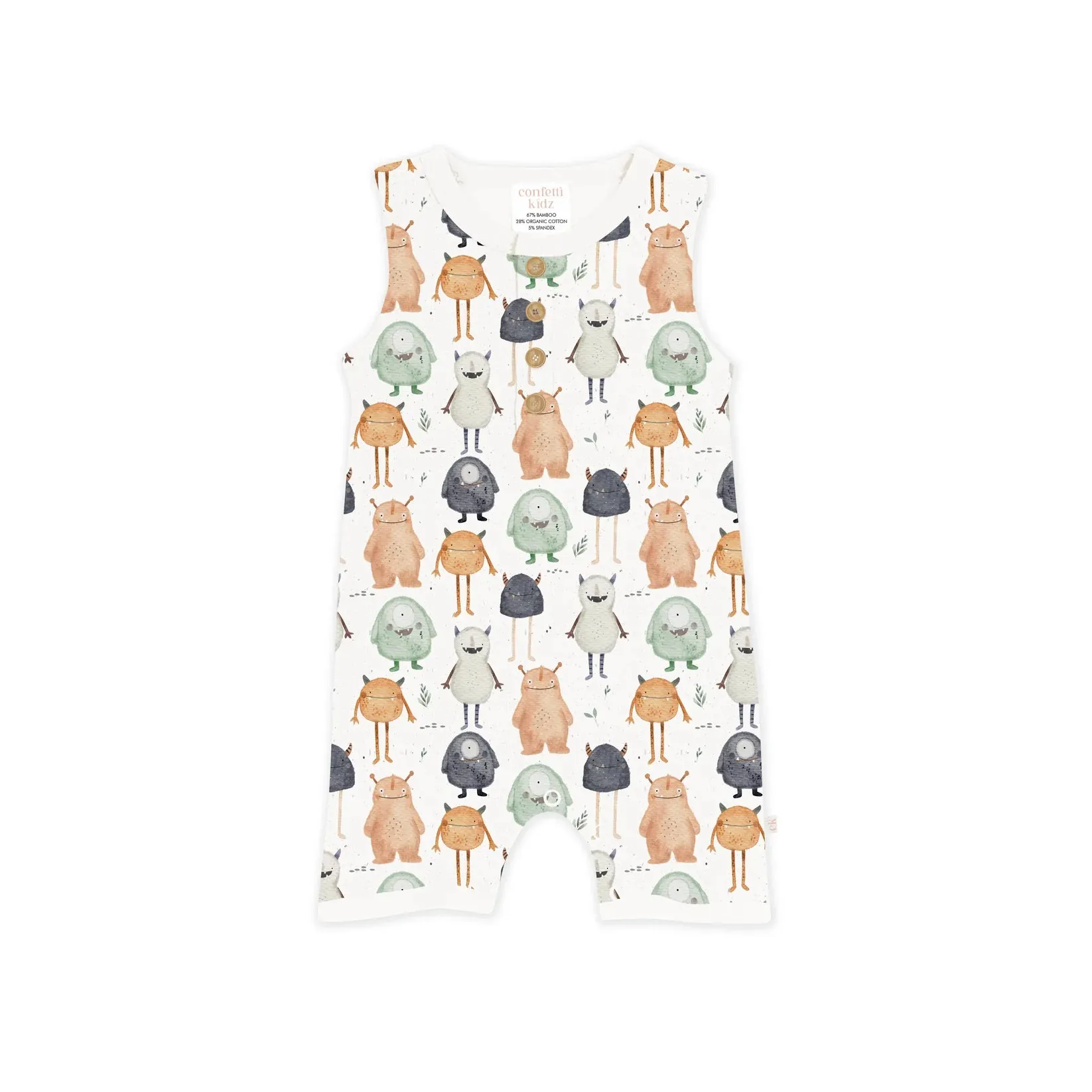 CONFETTI KIDZ SLEEVELESS ROMPER - LITTLE MONSTERS