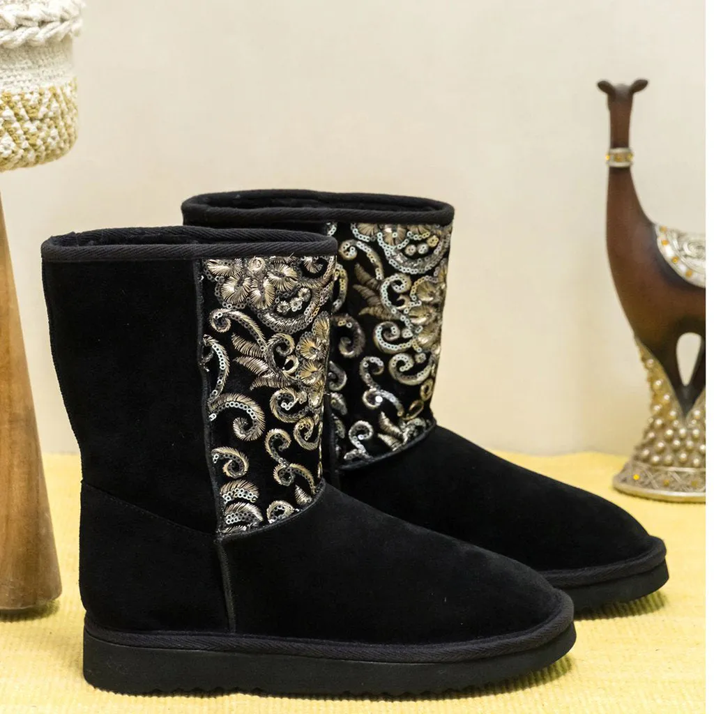 Corah Sequins Black Snug Boots