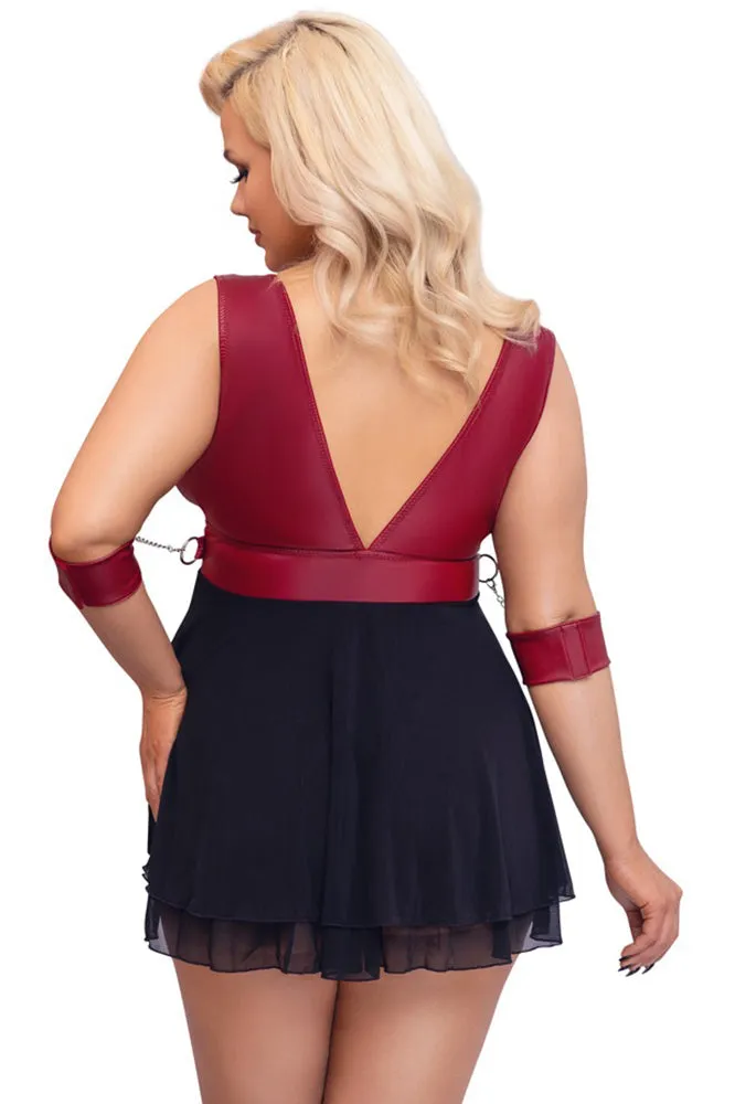 Cottelli Bondage Plus Size Red Black Babydoll