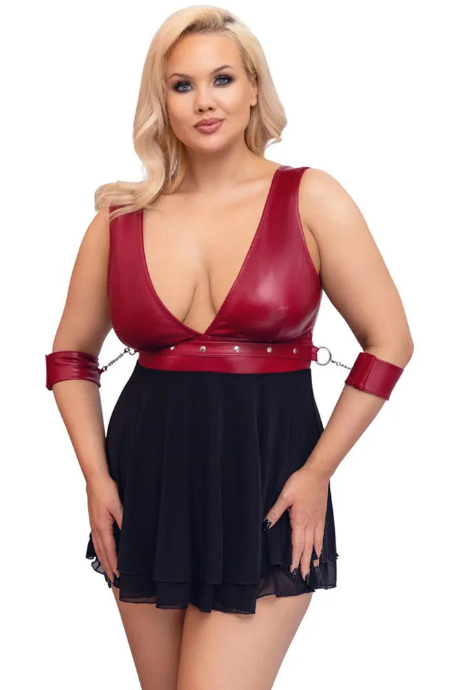 Cottelli Bondage Plus Size Red Black Babydoll