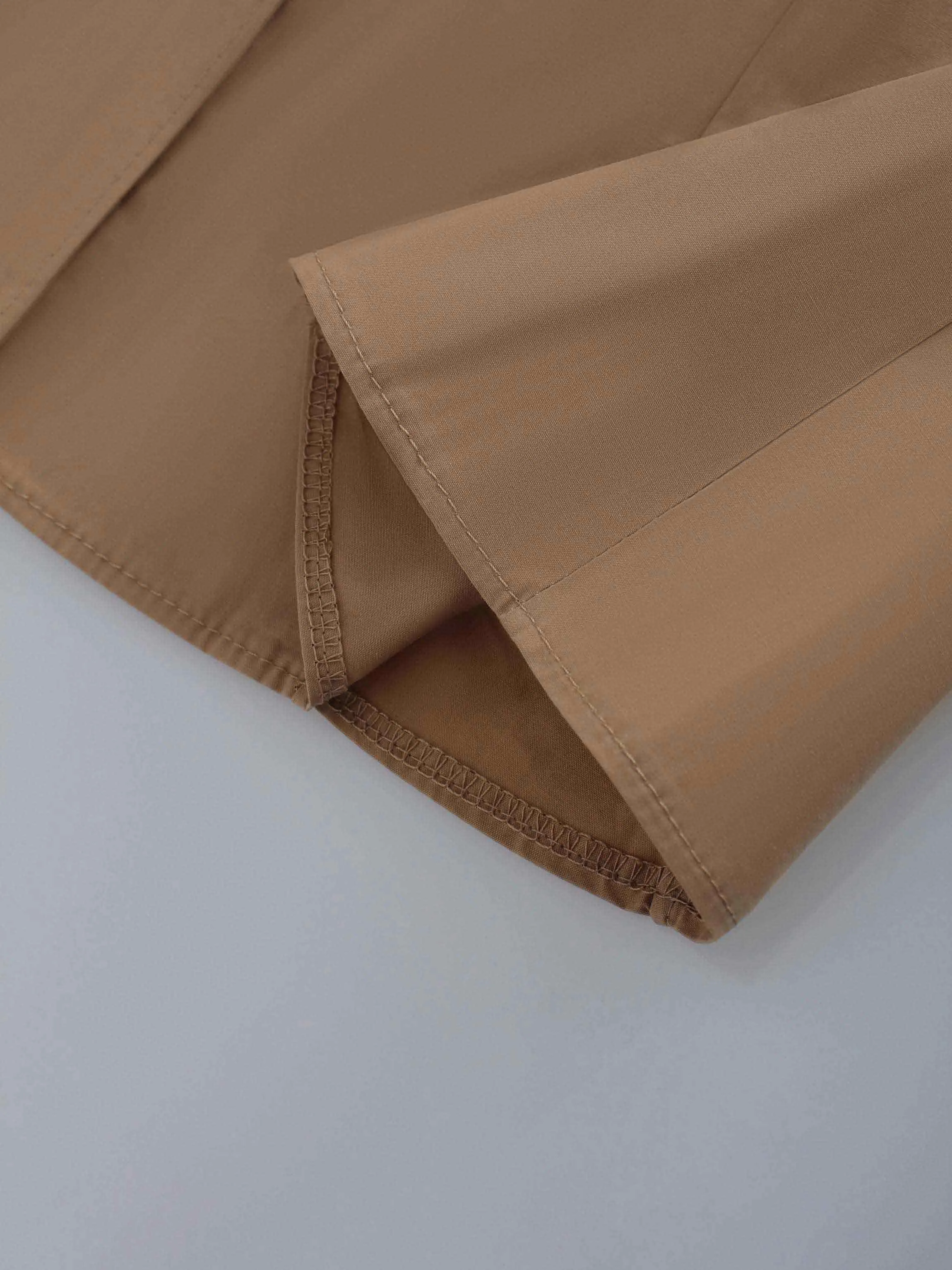 Cotton Pleated Skirt-Tan