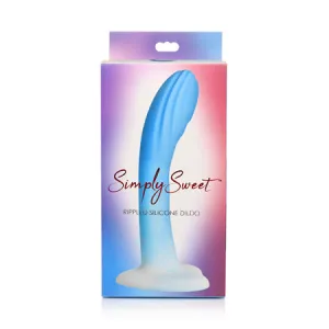 Curve Toys Simply Sweet 7' Rippled Silicone Dildo - Blue/White