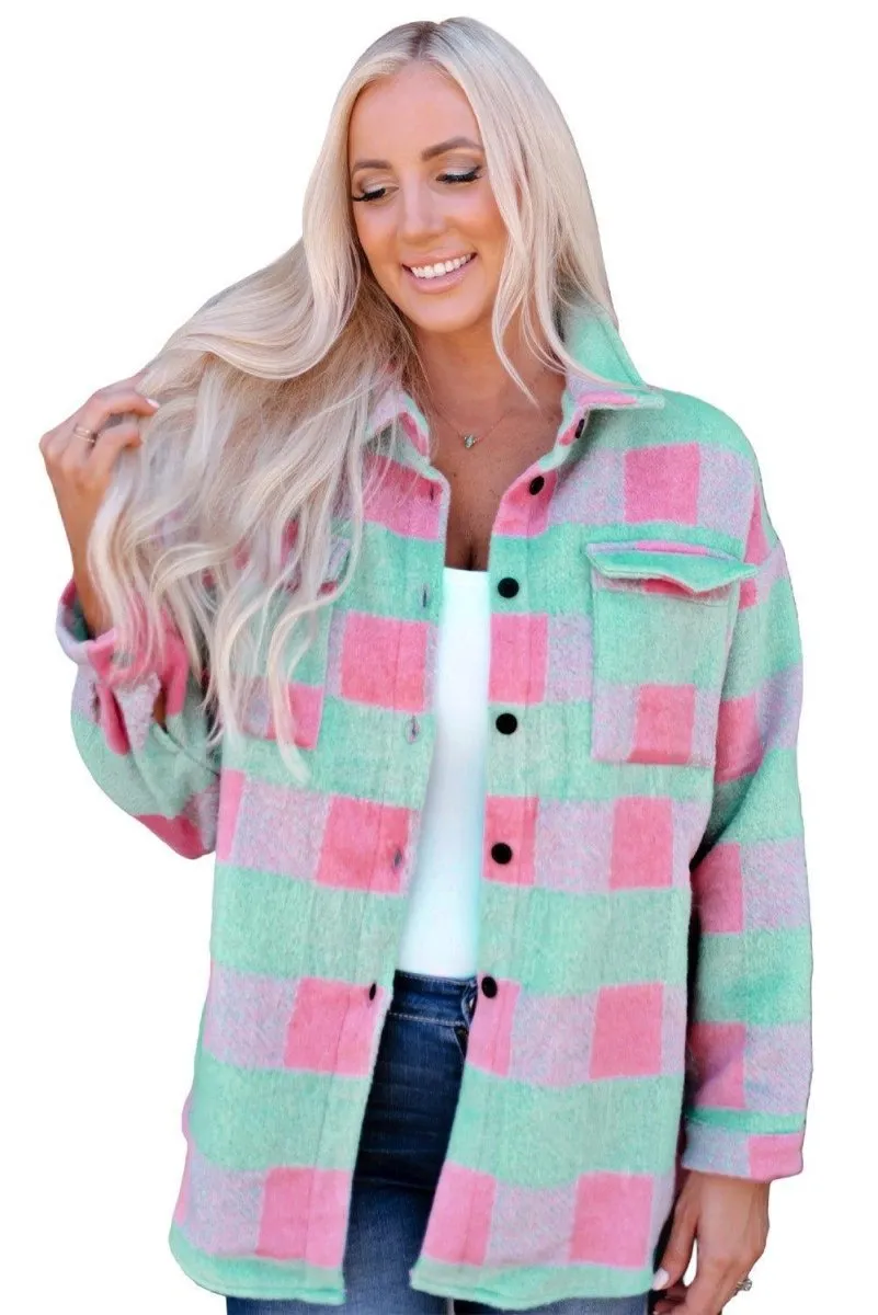 Denise Pink Plaid Oversized Shacket