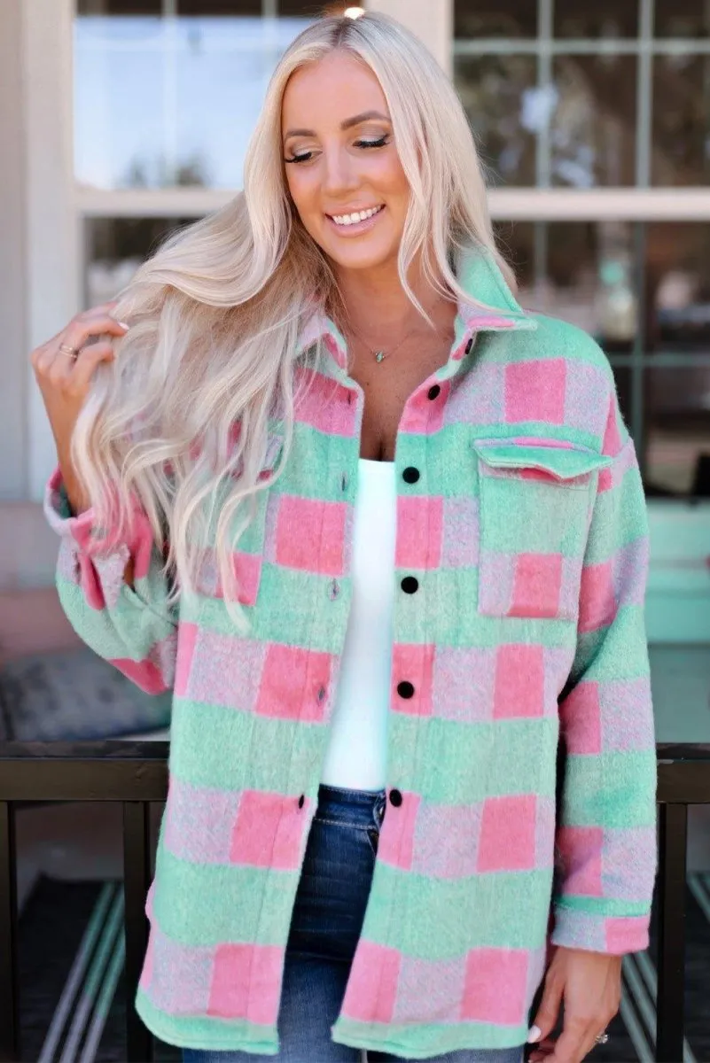 Denise Pink Plaid Oversized Shacket