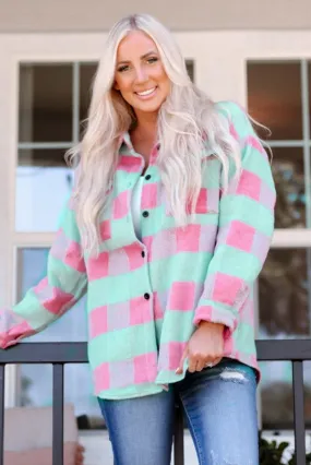 Denise Pink Plaid Oversized Shacket