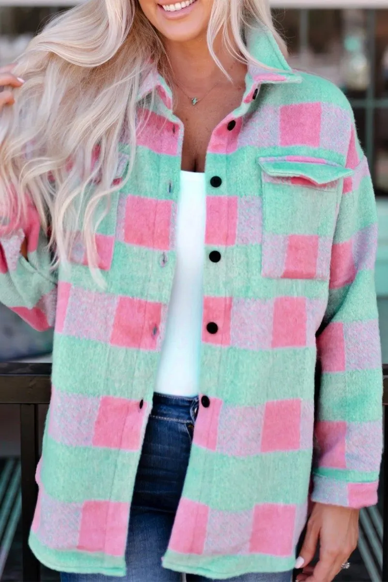 Denise Pink Plaid Oversized Shacket