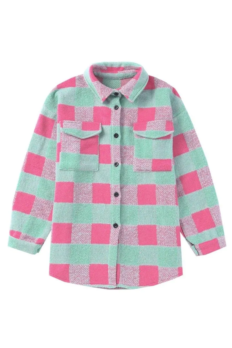 Denise Pink Plaid Oversized Shacket