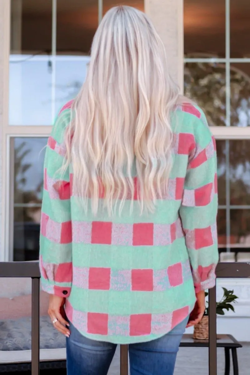 Denise Pink Plaid Oversized Shacket