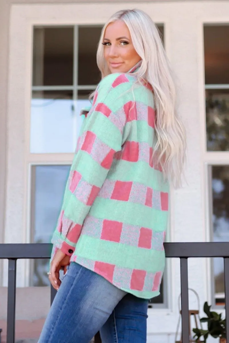 Denise Pink Plaid Oversized Shacket