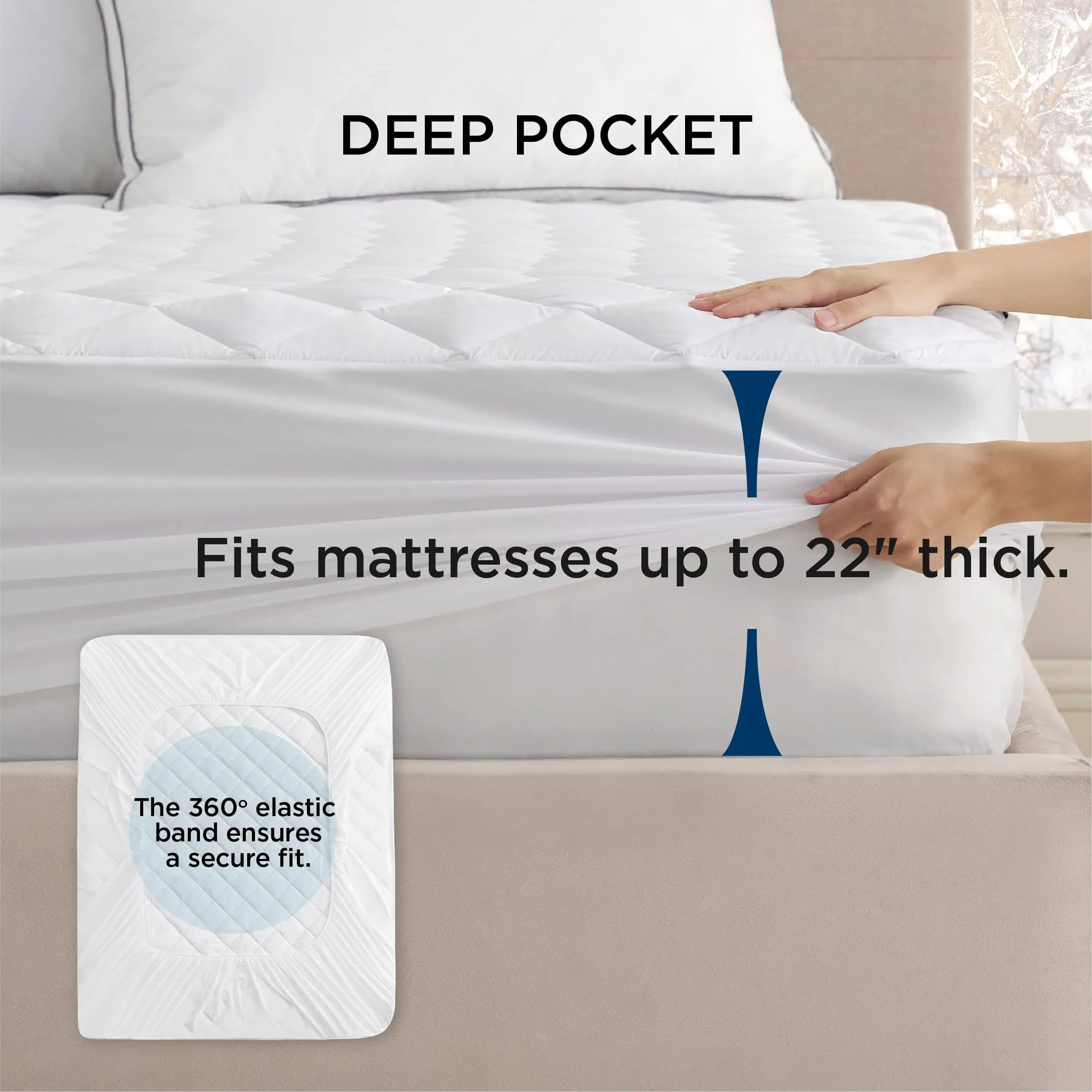 Diamond Quilted Waterproof Mattress Pad